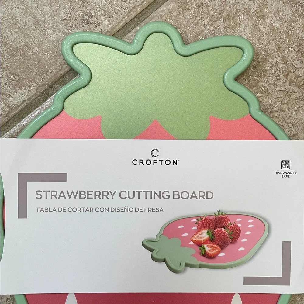 Crofton Strawberry Fruit Shape Two Sided Large Surface Cutting Chopping Board